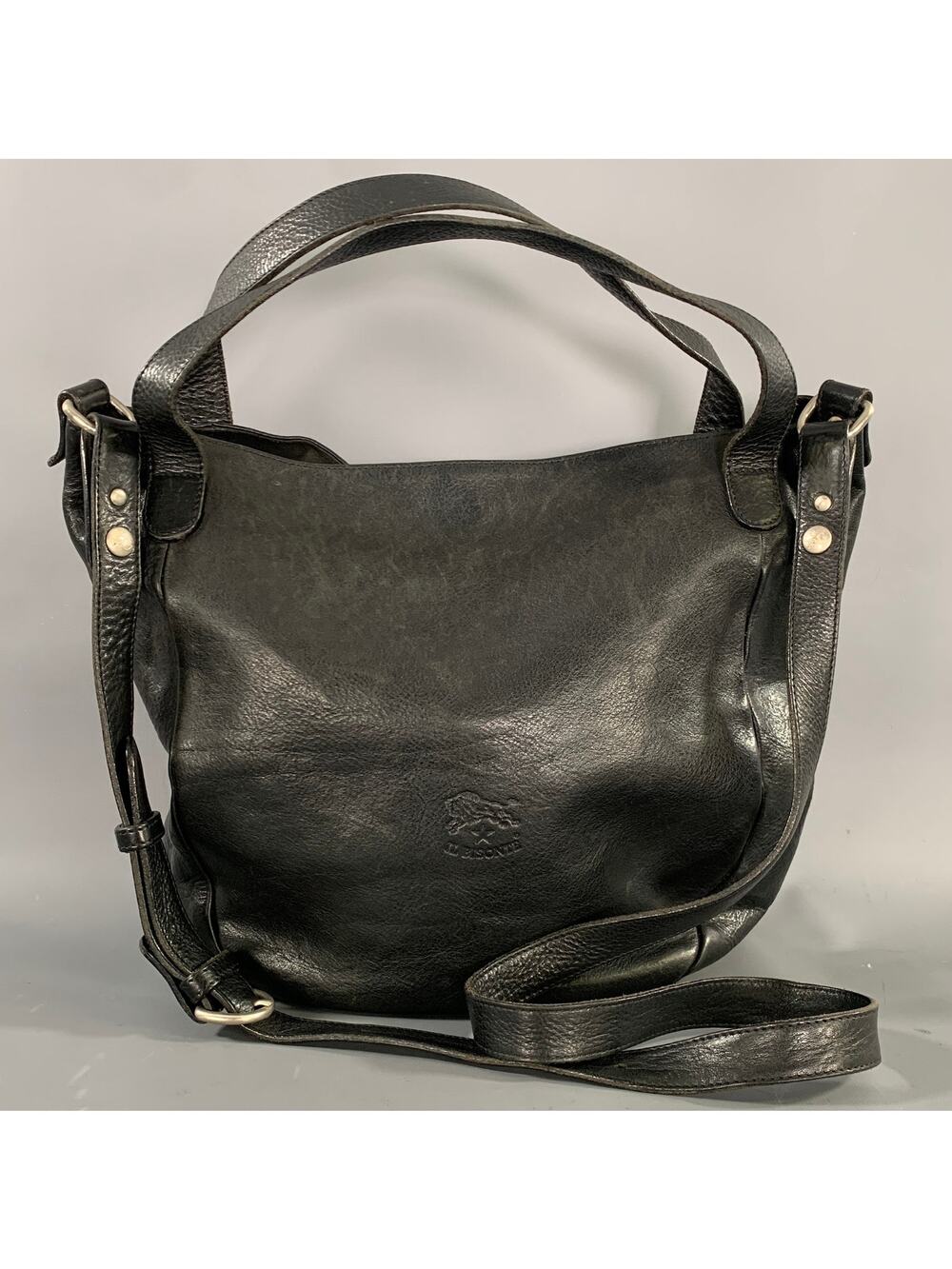 IL BISONTE Black Leather Hobo Handbag & Leather Goods